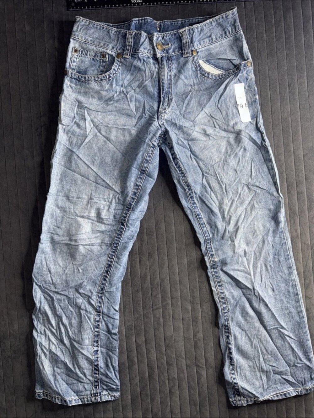 Wrangler Rock 47 Denim Slim Boot Cut Embroidered Pocket Men’s Size 34x30 Jeans